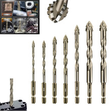 4-Tooth Eccentric Drill Bit Set, 4-Flute Sawtooth, Hex Shank, Heavy-Duty Masonry Bits for Tile, Concrete & Brick — Compatible with XXX