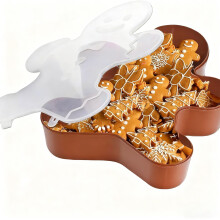 Plateau de service de Noël et boîte de rangement festive pour biscuits de Noël avec couvercle, motif sapin et flocon de neige, idéale pour les