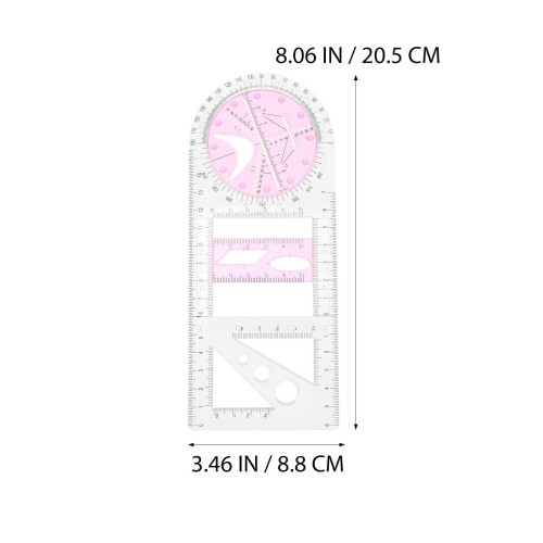 Righello in plastica rosa per disegno geometrico, ideale per matematica e design artistico. 1