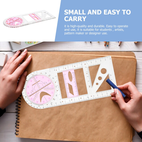 Righello in plastica rosa per disegno geometrico, ideale per matematica e design artistico. 2