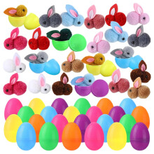 Lot de 24 œufs de Pâques en forme de lapin avec peluches – Idéal pour garnir les paniers, jouer à la chasse aux œufs et offrir en cadeau lors