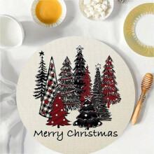 Charmante ronde placemats in de vorm van een kerstboom (20 cm) met een antislipdesign voor tafeldecoratie tijdens kerstdiners en feestelijke