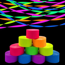 Serpentins en papier crépon phosphorescent de 365 m (1200 pi) – Néon, réactifs à la lumière noire, décoration de fête phosphorescente,