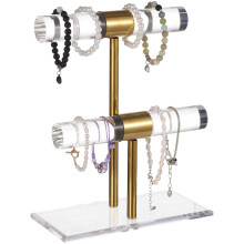 Soporte de exhibición de joyería en forma de T, soporte para pulseras de 2 niveles, organizador de joyería para relojes tipo brazalete.