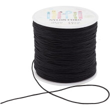100-Yard 0.8mm Black Nylon Beading String for Bracelets, Chinese Knotting, Kumihimo, Macrame, Wind Chimes, Blind Lift Cords – Compatible with