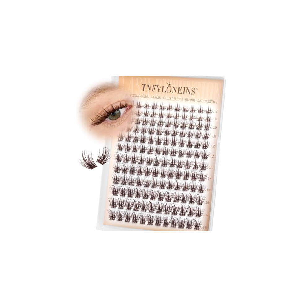 Brown lash clusters natural wispy spiky C-curl 100 pcs