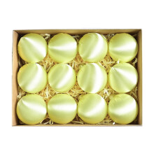 12pcs Glossy Velvet Christmas Hanging Balls, Satin Tree Ornaments – Fluorescent Yellow, Compatible with All Standard Trees
