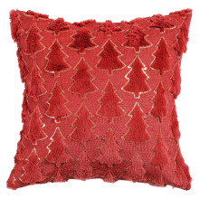 Housses de coussin sapin de Noël 15x15 po, housses de coussin décoratives douces en fausse fourrure pour canapé – Compatibles avec des coussins