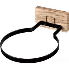 Wandmontierter Basketballhalter mit Sockel aus schwarzem Walnussholz und Metallring