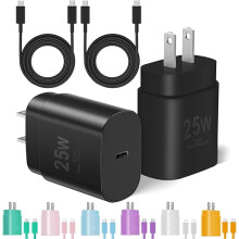 25W USB-C Fast Charger 2-Pack w/ 6ft Cable, Compatible with iPhone 15/16/Plus/Pro/Pro Max, Galaxy S25/S24/Plus/Ultra