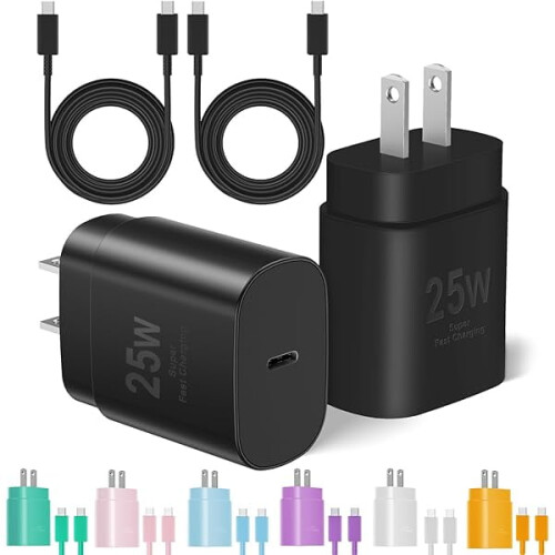 Γρήγορος φορτιστής USB-C 25W, 2 τεμάχια με καλώδιο 6 ποδιών, συμβατό με iPhone 15/16/Plus/Pro/Pro