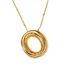 Z Ins Style 18K Gold Stainless Steel Titanium Bubble Letter Necklace, Balloon Initial Pendant with Bead Chain – Dainty Jewelry Gift for Women,