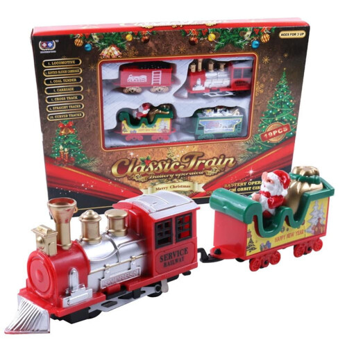 Mini simulated Christmas train set with 4 carriages and