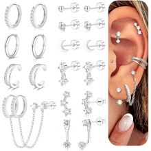 Small Gold Hypoallergenic 20G Stainless Steel Flat Back Stud Earrings for Women – Dainty, Stackable, Compatible with Cartilage & Multiple Piercings