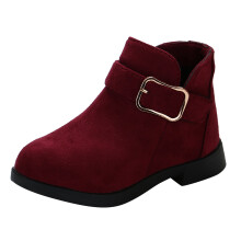 Girls Boots Fashion Solid Color Short Style Durable Girls Boots for Everyday Style,Z01 Red,4-4.5 Years