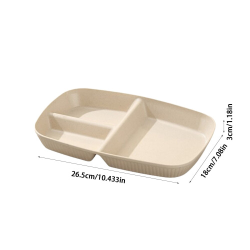 10.5" Rectangular Divided Plates, 3-Compartment Wheat Straw Bariatric Portion Control Plates, Dishwasher & Microwave Safe, Unbreakable, Beige – 2