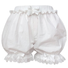 Shorts femininos estilo empregada doméstica com babados e detalhes em renda, perfeitos para cosplay japonês, com laço e estampa de abóbora.