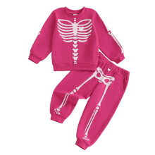 Kostrová mikina pro dlouhý rukáv, kalhoty s dlouhým rukávem, dvoudílný outfit, halloweenské párty oblečení.
