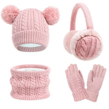 Youth Winter Protections set Kids Hat Scarf Gloves & Earmuffs Cold Weather Gears Kids Winter Accessories Set for Boy Girl