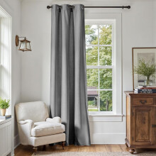 -Linen Textured 75% Blackout Curtain 96 Inches Long for Living Room Thermal Insulated Grommet Top Window Drape for Bedroom 38x96 Grey 1 Panel