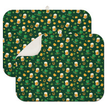 Tapis égouttoir à vaisselle Saint-Patrick et fers à cheval (1 pièce), microfibre ultra-absorbante 45,7 x 61 cm, antidérapant, pour la cuisine