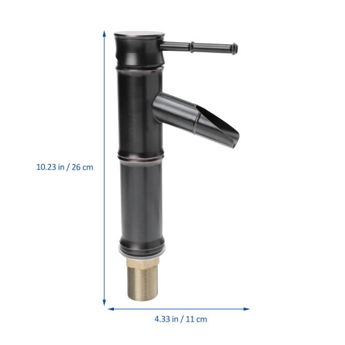 Black Copper Bamboo-Style Basin Faucet Single Handle 2