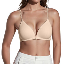 French triangular seamless bra for women beige XL