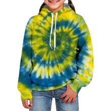 Hettegensere, Barne Tie Dye Hettegenser 3D Visuelt Trykt Genser Nytt Yttertøy for Barn, Guttehettegensere, Z02 Gul, 2-3 År