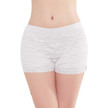 Trosor för kvinnor, spetskant, bekväma, lös passform, enfärgade leggingsshorts för vardagligt och avslappnat bruk, damunderkläder, vit, XL