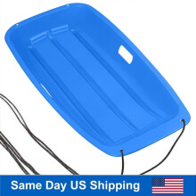 Blue Plastic Sled, 36 Inch Sport Toboggan with Secure Handles, Ideal Christmas Gift for Winter Fun