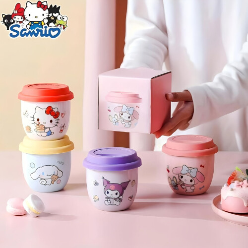 Mug taistil ceirmeach Hello Kitty brataithe le céir 12 unsa 1