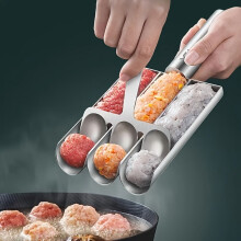 Juego de 3 moldes para albóndigas de acero inoxidable con cuchara – Antiadherente, fácil de limpiar, apto para uso doméstico.