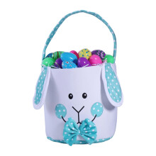 Paashaasmandjes met handvat, seersucker eierjachtmandjes met handvat, cartoon eierjachtmandjes voor paascadeaus, paasdecoratie (groen)
