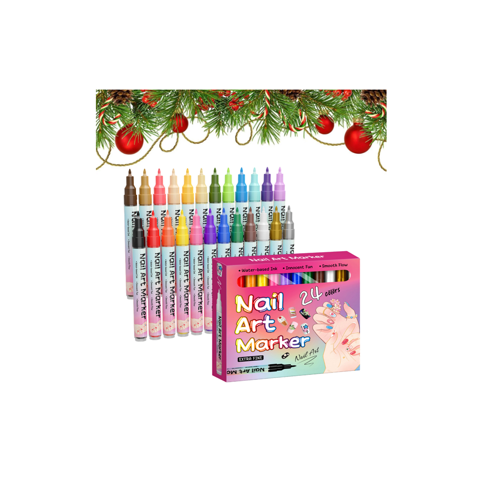 Magiart Waterproof Nail Art Marker Set â 12 Colors, 0.5mm Fine Tip, Smudge-Proof Quick-Dry Pens for Professional Manicure Dotting & Liner Art 24PC