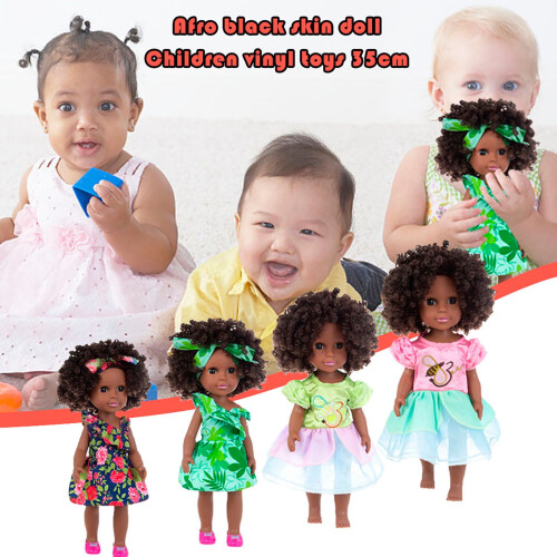Boneca bebê recém-nascida negra de 35 cm com roupas
