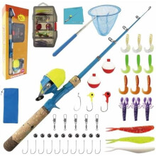 Kids Fishing Pole Set with Rod, Reel, Net, Tackle Box, Lures, Hooks & Bag – Compatible with Youth Fishing
