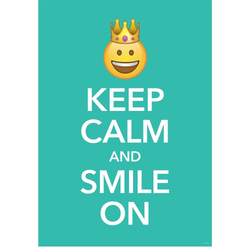 Pôster de parede com emoji "Mantenha a calma e sorria"