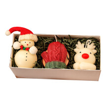 Bougies parfumées artisanales bonhomme de neige et cerf (lot de 3)