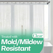 Clear PEVA shower curtain liner with magnets 72 x 72 in