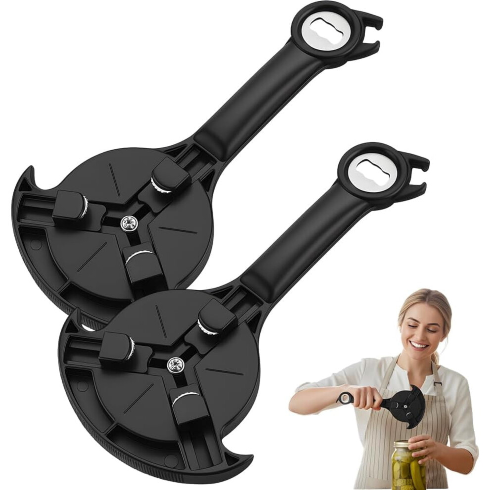 Adjustable Stainless Steel Jar Opener, Multifunctional Lid Gripper for Jars Bottles and Cans, Easy Open Kitchen Tool for Weak Hands and Seniors