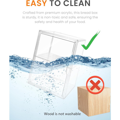 Large Bread Box for Kitchen - 4 Layer Airtight Storage Container, Clear Transparent Design, Adjustable Dividers 1