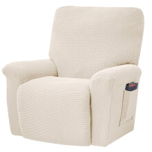 super elastic sofa cover recliner cover, solid color elastic fleece massage chair cover, made of soft and thick jacquard fabric, off white, 1 piece