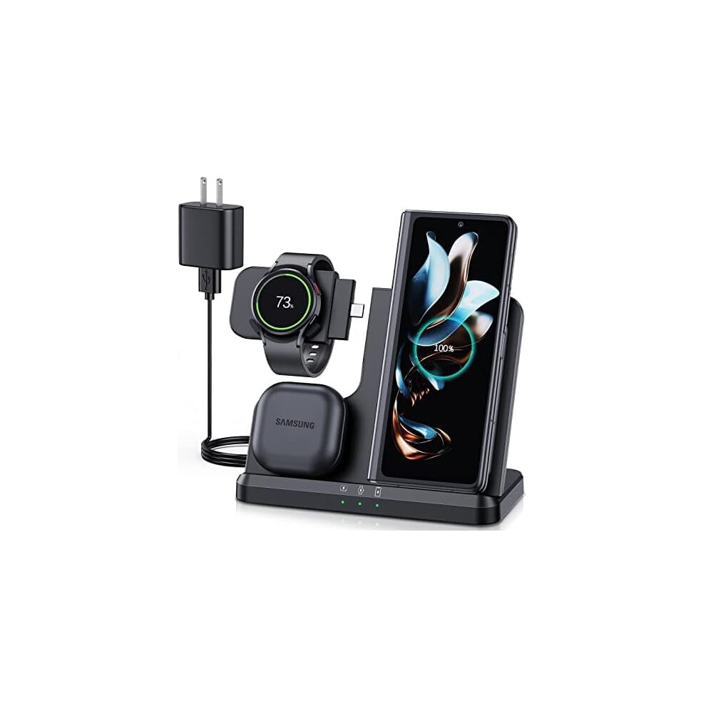 Fu2105 3-In-1 Wireless Charging Station Compatible With Samsung S25 Ultra, S24âS21 Plus, Z Fold/Flip 6Â3 & Galaxy Watch 7Â3 (Black) Black 9071309914467
