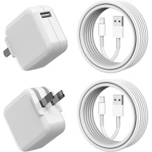 ZCiPad Charger 2-Pack, 12W, MFi Certified, Foldable Travel Plug + 3.3FT Lightning Cable, compatible with iPhone, iPad, iPad Mini 1-5, iPad Air 1-3