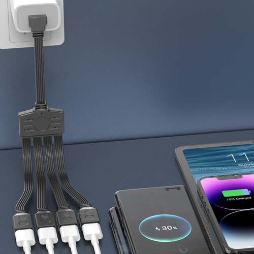 Καλώδιο διαχωριστή USB C σε 4USB2.0 για φόρτιση και μεταφορά δεδομένων, συμβατό με 2