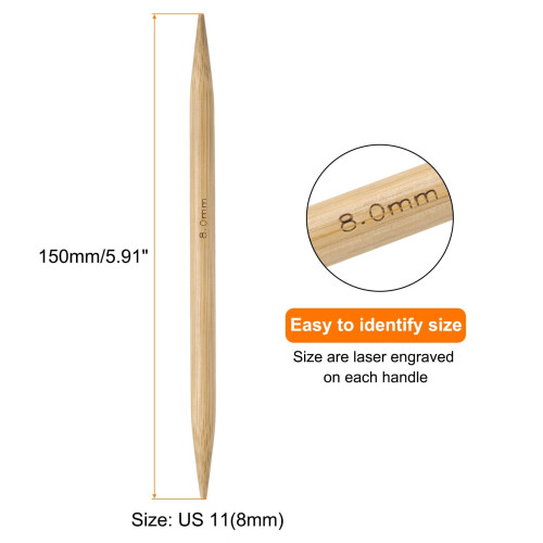 Carbonized Bamboo Double-Pointed Knitting Needles, 20cm, 6mm, 5pcs – Compatible with DIY Yarn Projects 1