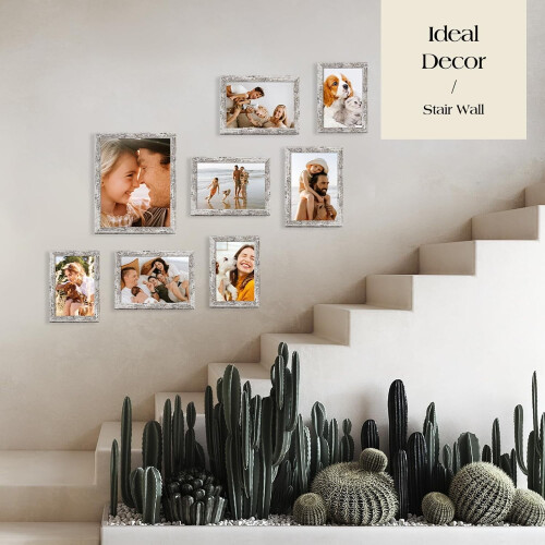10-Piece Rustic White Picture Frame Set: 8x10, 5x7, 4x6 2