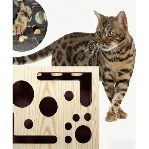 Oak Cat Scratch & Enrichment Box with Balls 1