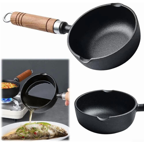 Cast Iron Frying Pan Uncoated Thick Flat Bottom 11x4 cm and 2