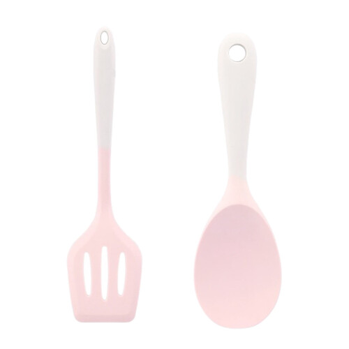 Set de ustensile de bucătărie din silicon roz – rezistente la căldură și 2